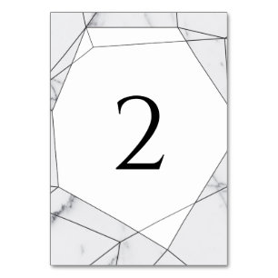 Elegant Geometric Marble Wedding Table Number