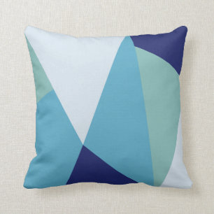 Elegant geometric navy blue and sea green pastel cushion