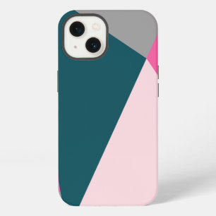 Elegant geometric pastel hot pink emerald green iPhone case