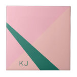 Elegant geometric pastel pink peach green ceramic tile<br><div class="desc">Modern geometric design in pastel pink,  peach and green.</div>