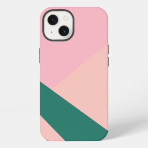 Elegant geometric pastel pink peach green iPhone case