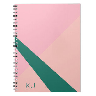 Elegant geometric pastel pink peach green notebook