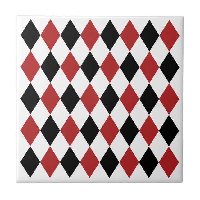 Elegant geometric pattern Black and burgundy red Ceramic Tile (Front)