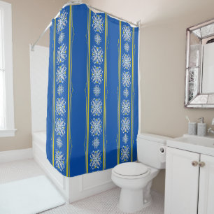 Elegant Geometric pattern blue & yellow Shower Curtain