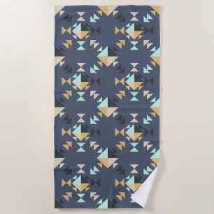 Elegant Geometric Pattern in Mint, Gold, and Black Beach Towel