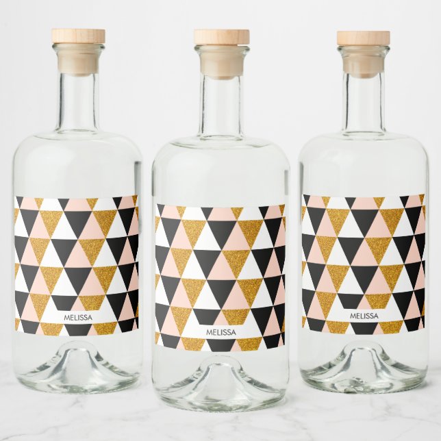 Elegant Geometric Pattern Liquor Bottle Label (Bottles)