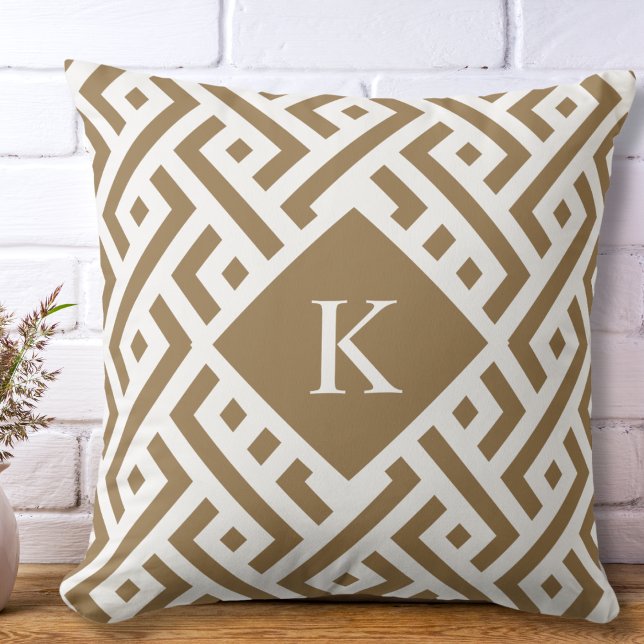 Elegant Geometric Pattern Monogram Throw Pillow (Creator Uploaded)