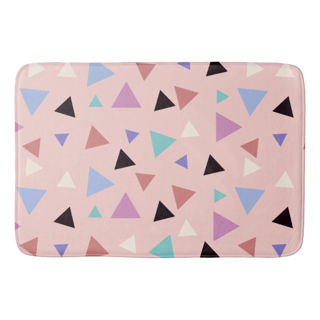 Elegant geometric pattern pink purple mint black bath mat (Front)