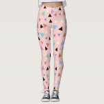 Elegant geometric pattern pink purple mint black leggings<br><div class="desc">Modern and colourful geometric design featuring triangles pattern and blush pink background.</div>