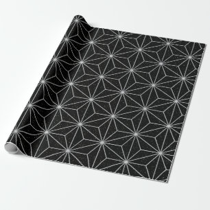 Elegant Geometric Pattern -Silver & Black- Wrapping Paper