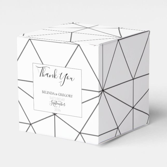 Elegant Geometric Pattern Wedding Favour Box (Front Side)