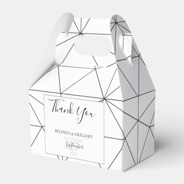 Elegant Geometric Pattern Wedding Favour Box (Front Side)