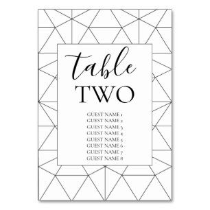 Elegant Geometric Pattern Wedding Guest Names Table Number