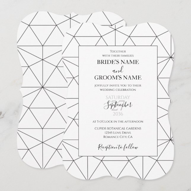 Elegant Geometric Pattern Wedding Invitations (Front/Back)