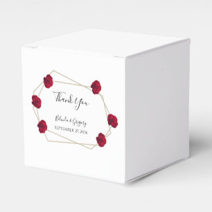 Elegant Geometric Red Rose Wedding  Favour Box