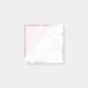 Elegant geometric rose gold glitter white marble post-it notes