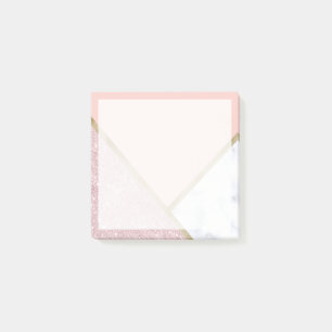 Elegant geometric rose gold glitter white marble post-it notes