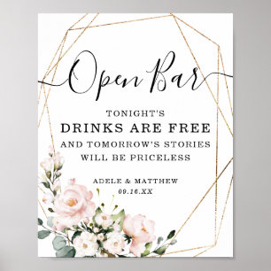 Elegant Geometric Shape Pink Blush Open Bar Sign