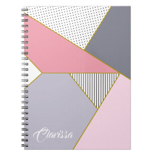 Elegant geometric stripes polka dots pastel notebook
