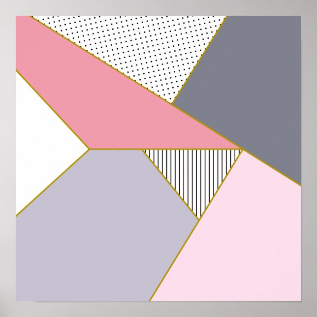 Elegant geometric stripes polka dots pastel poster (Front)