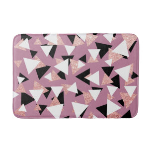 Elegant geometric triangles rose gold glitter bath mat
