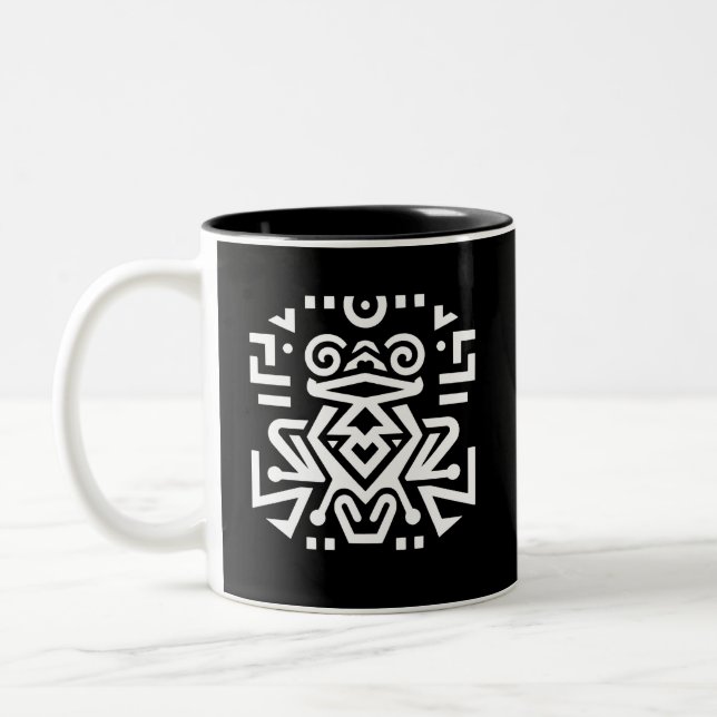 Elegant Geometric Tribal art Two-Tone Coffee Mug (Left)