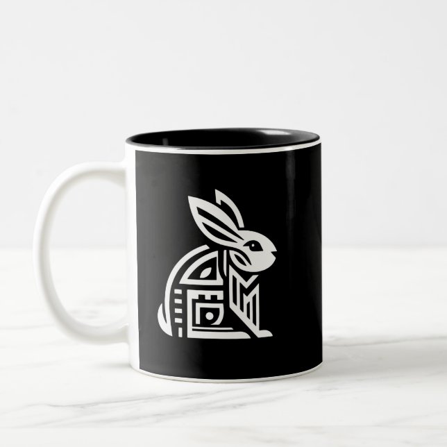 Elegant Geometric Tribal art Two-Tone Coffee Mug (Left)