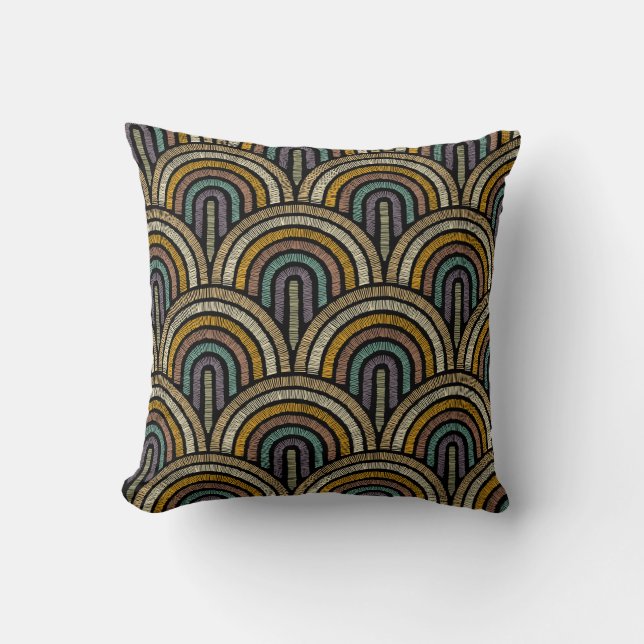 Elegant Geometric Vintage Art Deco Throw Pillow (Front)