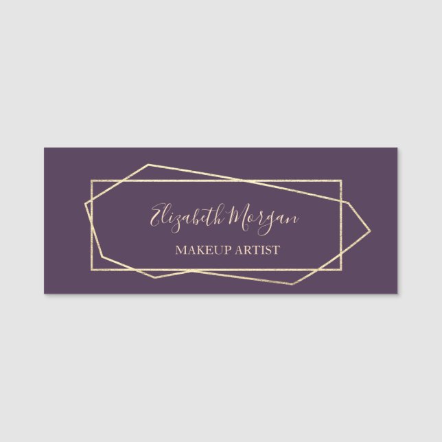 Elegant Geometric , Violet, Makeup artist Name Tag (Front)