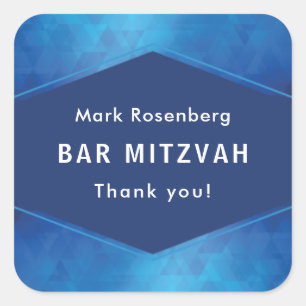 Elegant Geometric with Diamond Texture Bar Mitzvah Square Sticker