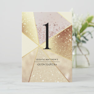  Elegant Geometrical Champagne Foil Table Number