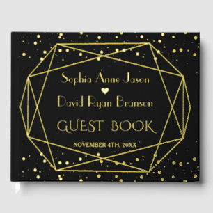 Elegant Geometrical Frame Confetti Wedding Guest Book