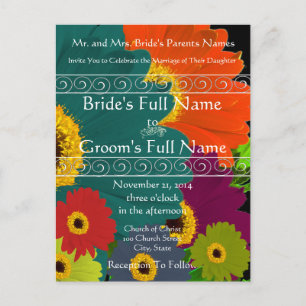 Elegant Gerber Daisy Wedding Invitation Postcard