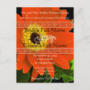 Elegant Gerber Daisy Wedding Invitation Postcard
