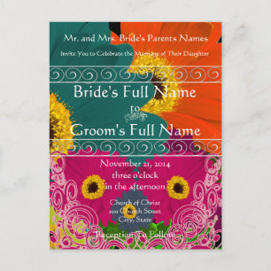 Elegant Gerber Daisy Wedding Invitation Swirls