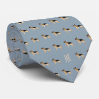Elegant German Shepherd Pattern Monogrammed Blue