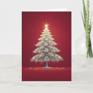 Elegant geschmückter weiß-goldener Weihnachtsbaum Card
