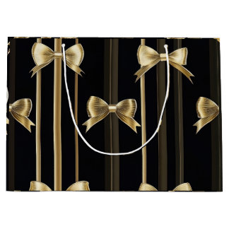 Elegant Gift Bag with Black Base and Golden Bow