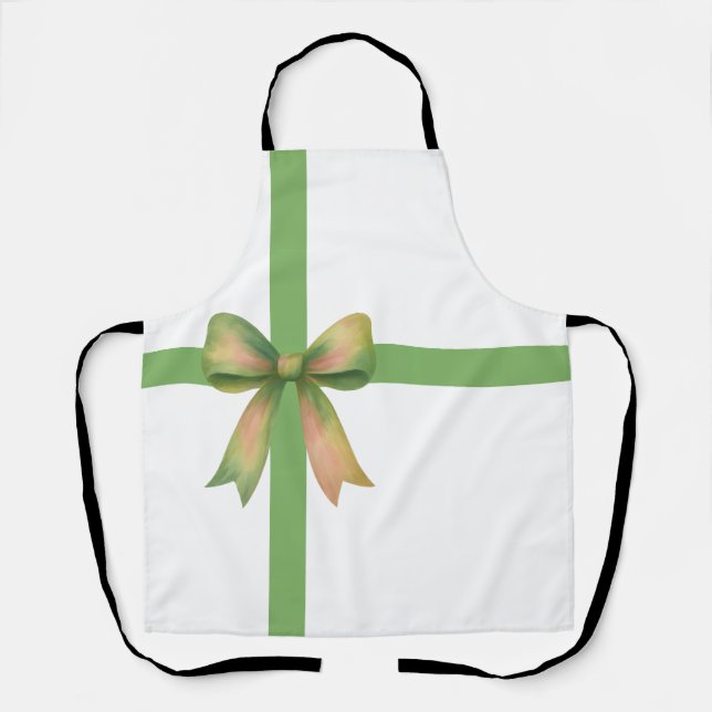 Elegant Gift Bow – Modern Christmas Design Apron (Front)