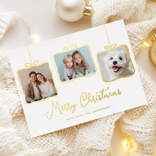 Elegant Gift Box Photo Gold Foil Holiday Card