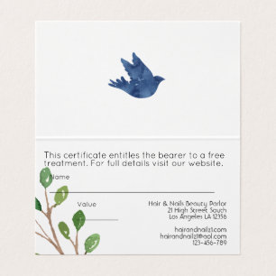 Elegant Gift Certificate Blue Floral - Add Logo