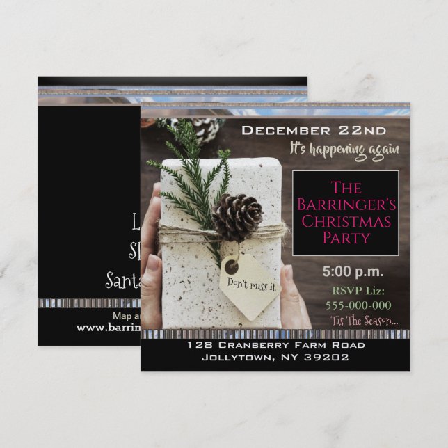 Elegant Gift Hope you Attend Christmas Party Invitation (Front/Back)