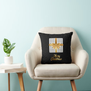 Elegant Gift with Golden Ribbon and Polka Dots Cushion