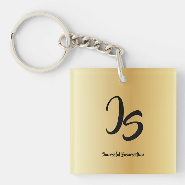 Elegant Gift with Personalise Gold Monogram Key Ring (Front)