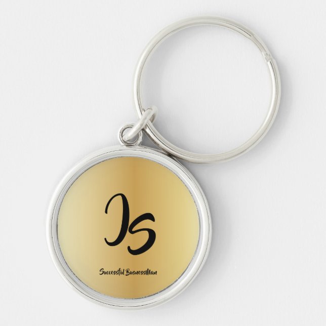 Elegant Gift with Personalise Gold Monogram Key Ring (Front)