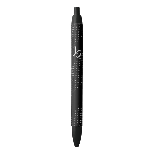 Elegant Gift with Personalise Silver Monogram Black Ink Pen (Front Vertical)
