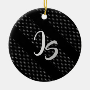 Elegant Gift with Personalise Silver Monogram Ceramic Ornament