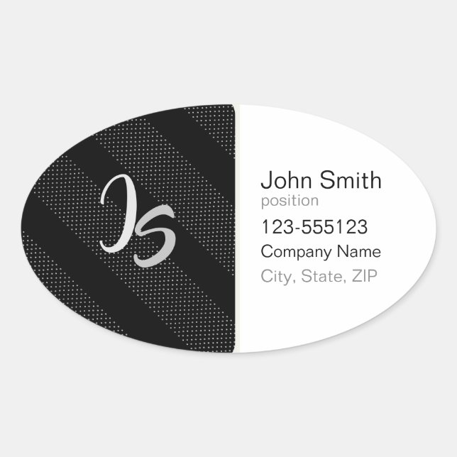 Elegant Gift with Personalise Silver Monogram Oval Sticker (Front)