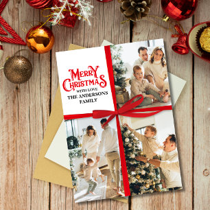 Elegant Gift Wrapped Family PhotoCollage Christmas Holiday Card