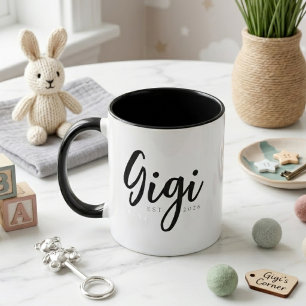 Elegant Gigi EST Year Minimal Script Design Mug